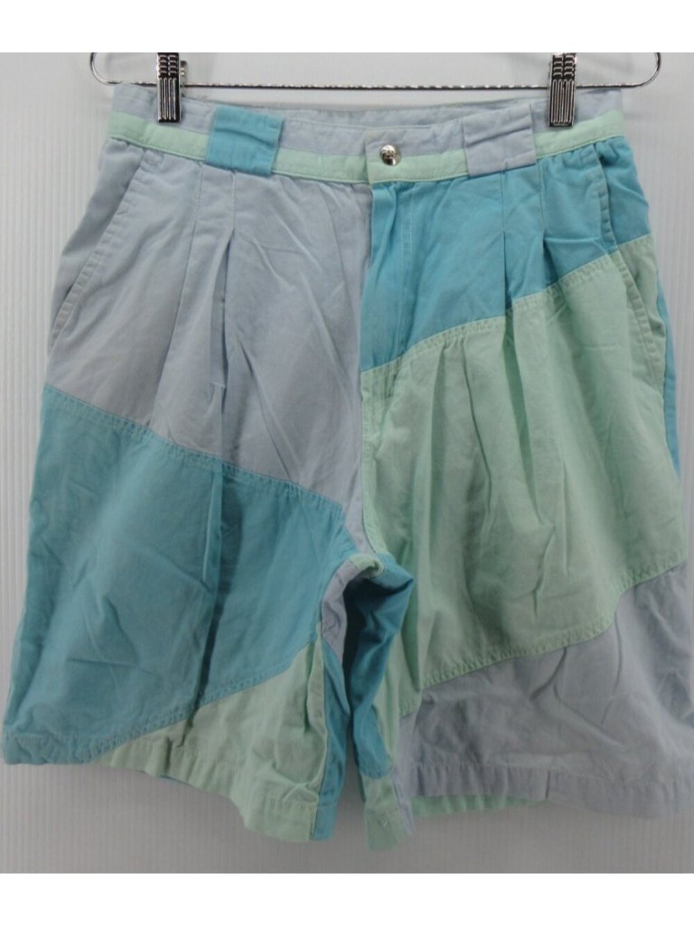 VINTAGE Gordon & Smith Shorts 28 Patchwork Colorblock Pleated 90s *